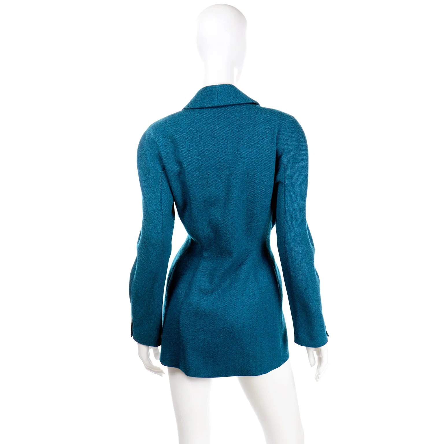 1980s Thierry Mugler Vintage Teal Blue Jacket