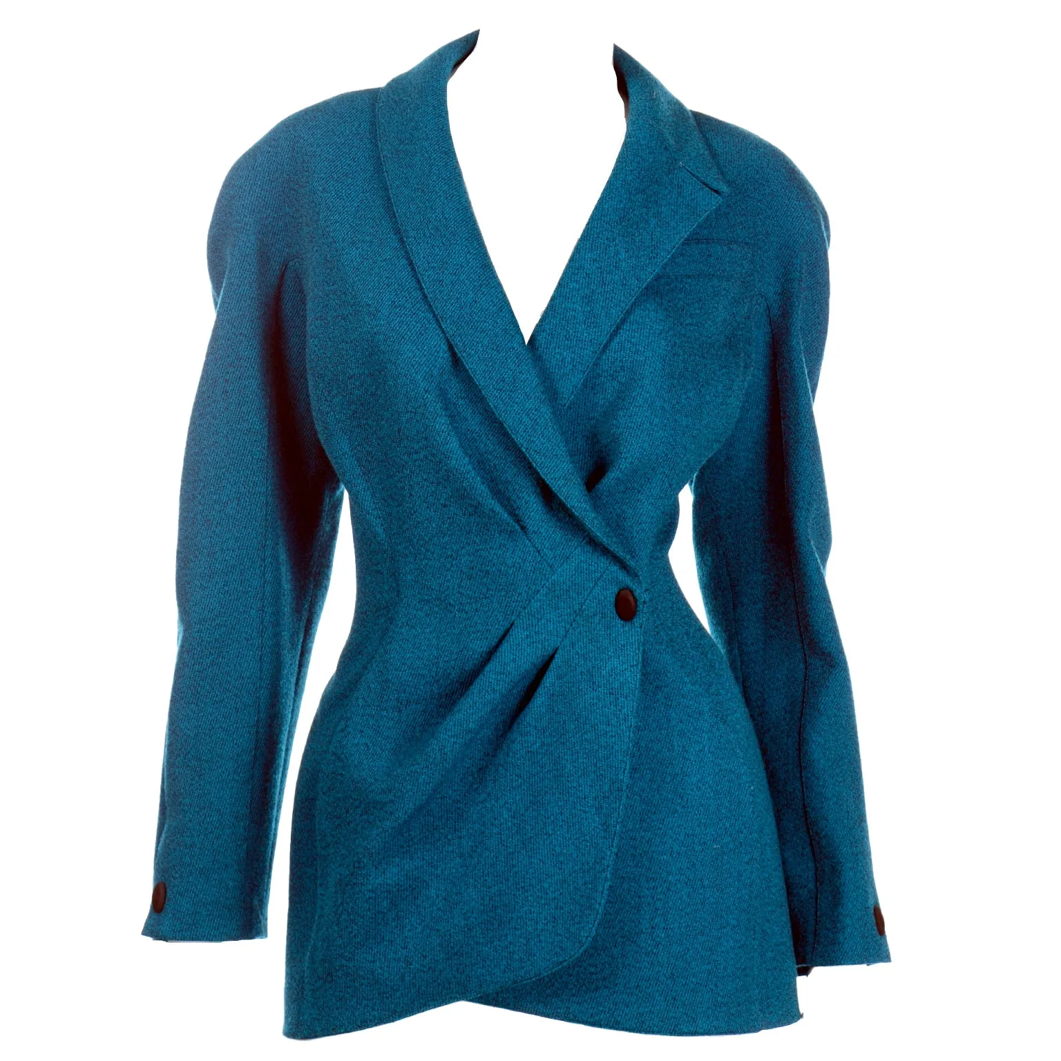 1980s Thierry Mugler Vintage Teal Blue Jacket