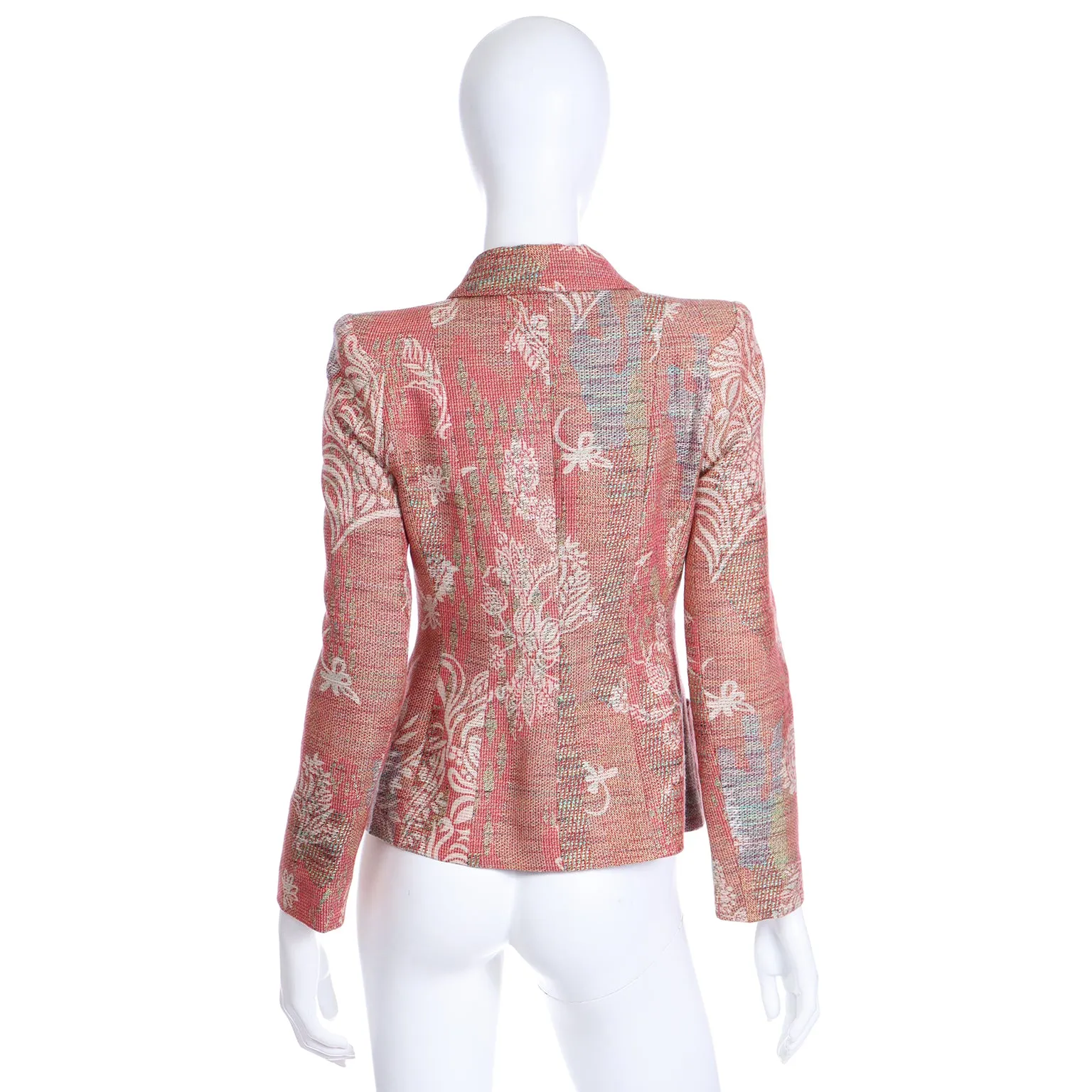 1990s Christian Lacroix Rose Jacquard Blazer Style Jacket