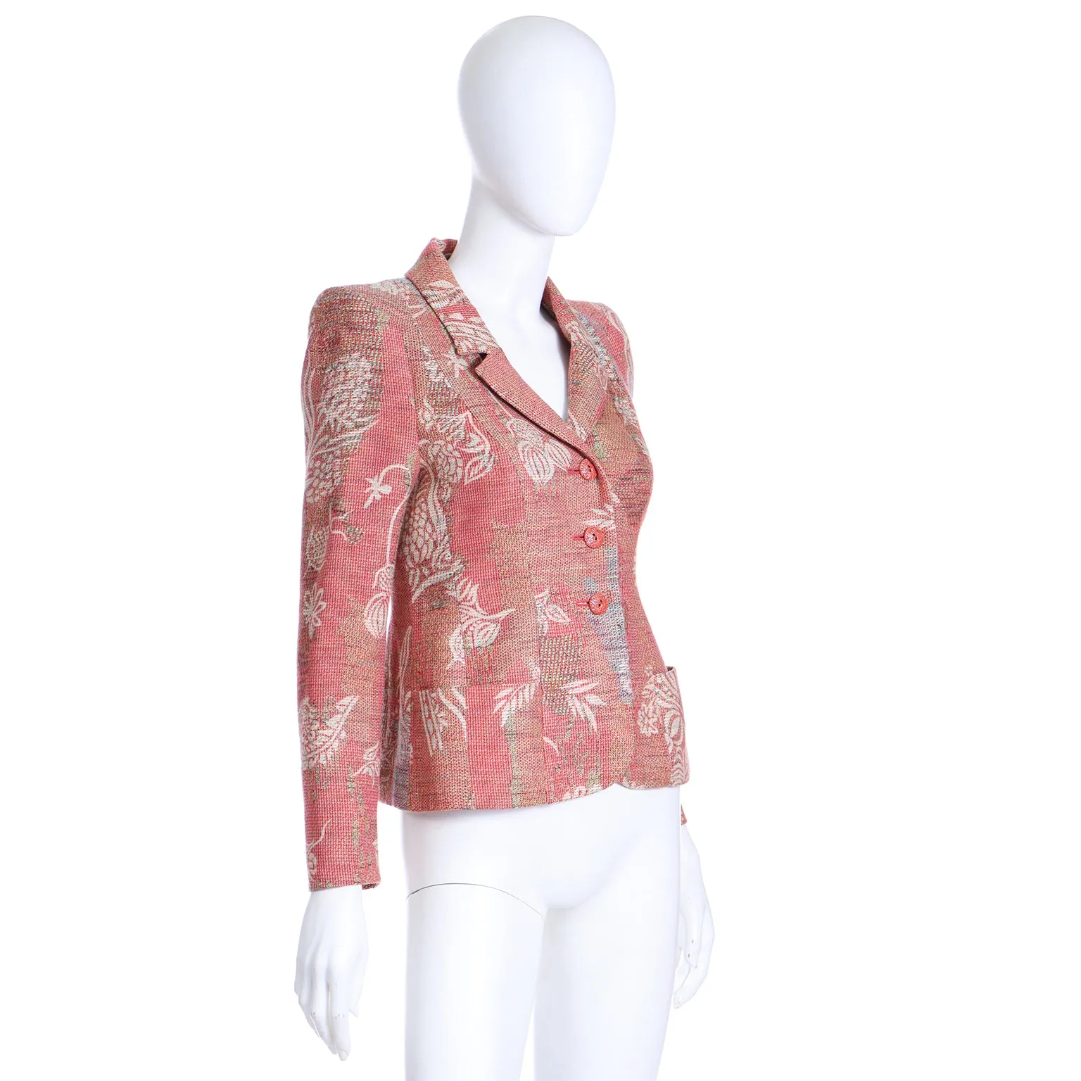 1990s Christian Lacroix Rose Jacquard Blazer Style Jacket