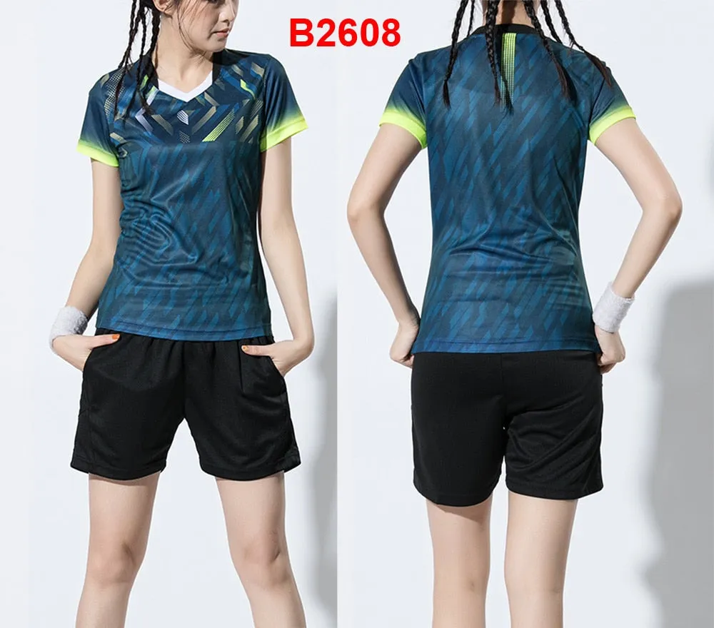 2 Piece Ladies Womens Quick dry Tennis Badminton Tennis Tennis Squash Netball Top Skirt Shorts Set