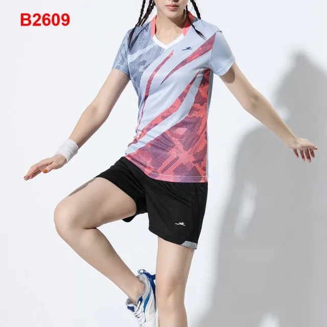 2 Piece Ladies Womens Quick dry Tennis Badminton Tennis Tennis Squash Netball Top Skirt Shorts Set