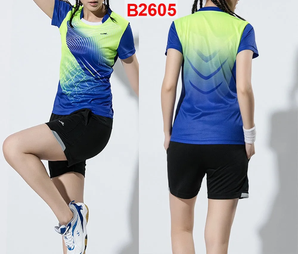 2 Piece Ladies Womens Quick dry Tennis Badminton Tennis Tennis Squash Netball Top Skirt Shorts Set