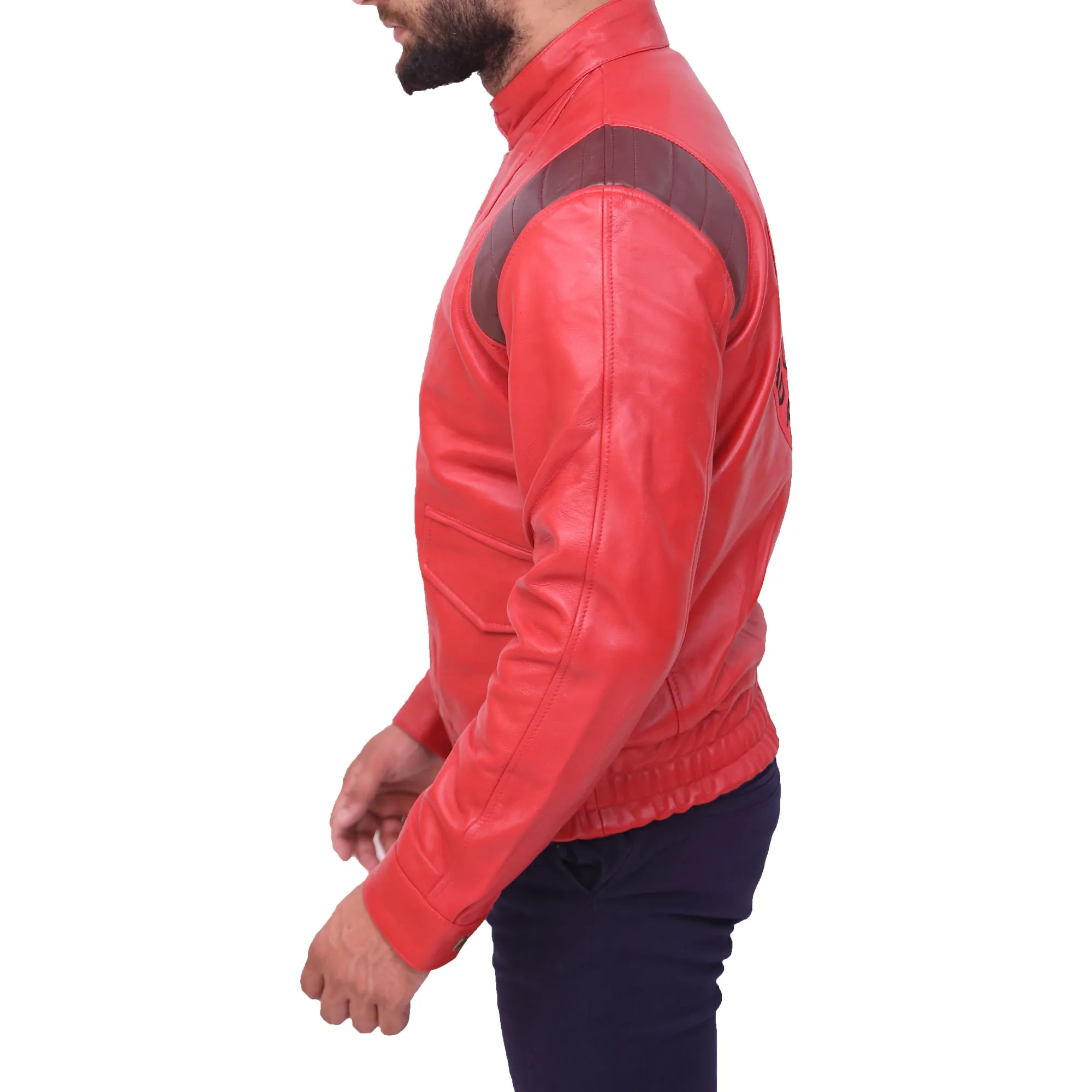 Akira Shotaro Kaneda Capsule Logo Pill Biker Red Leather Jacket