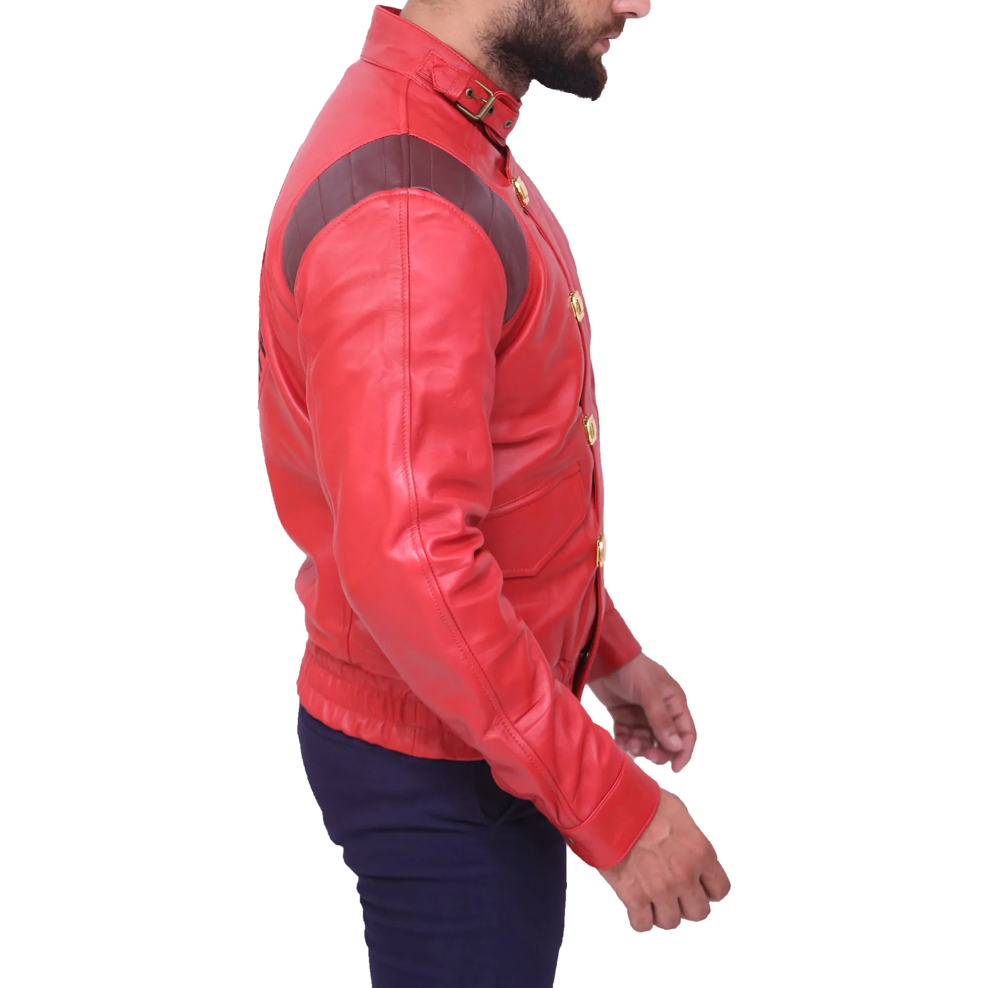 Akira Shotaro Kaneda Capsule Logo Pill Biker Red Leather Jacket