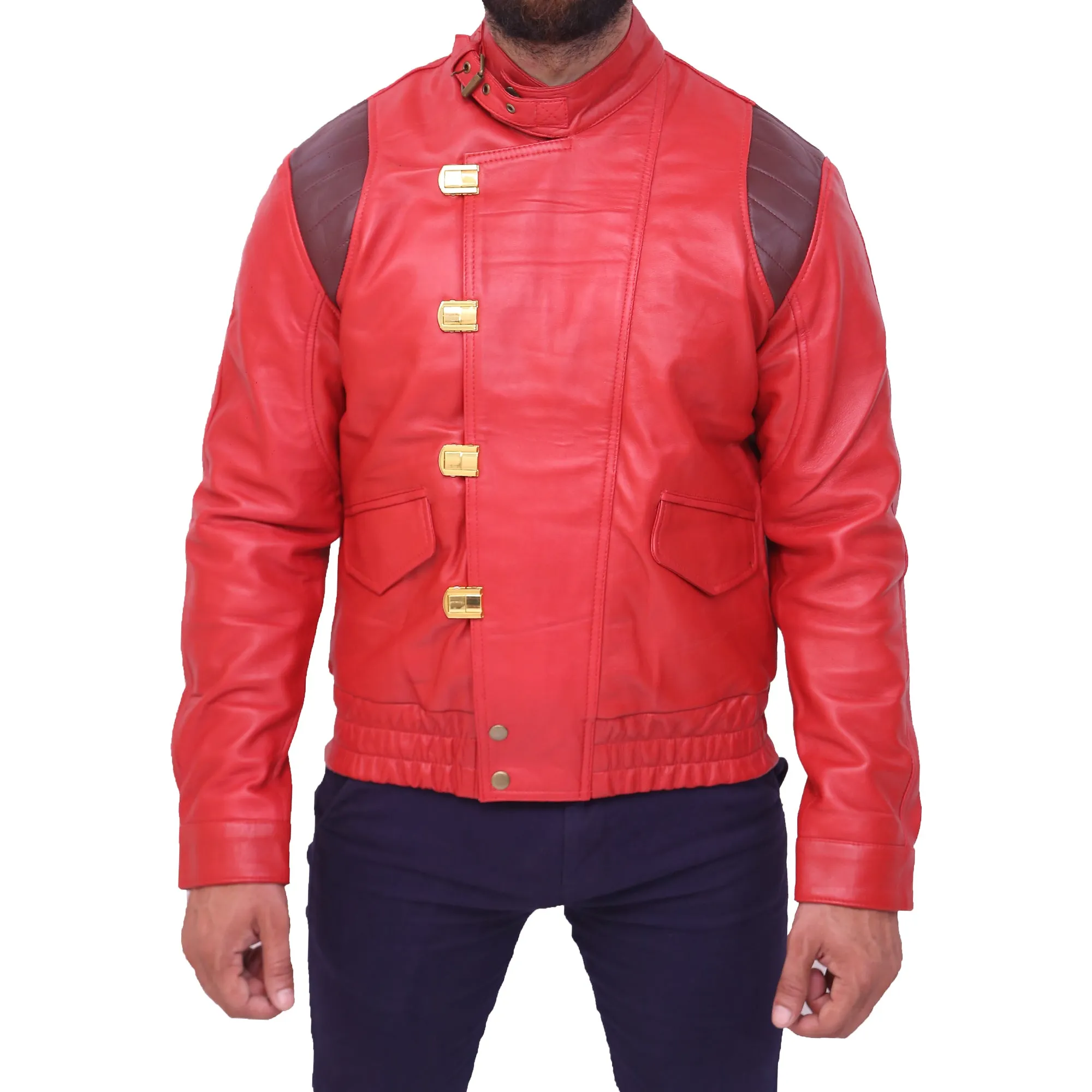 Akira Shotaro Kaneda Capsule Logo Pill Biker Red Leather Jacket