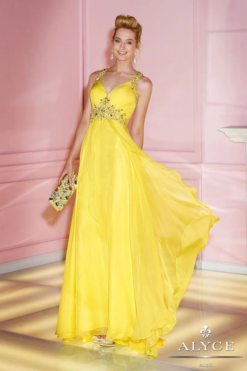 Alyce Paris 6249 Lemon Yellow Chiffon Dress