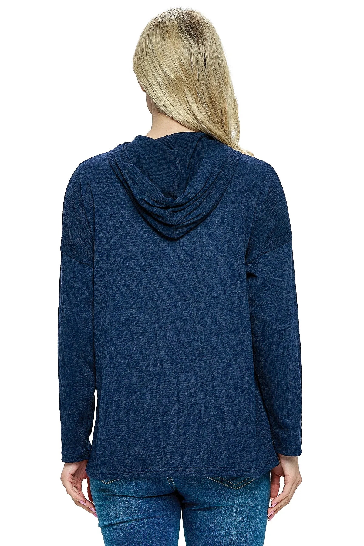 Aqua Pullover Top Hoodie Textured Loose Fit