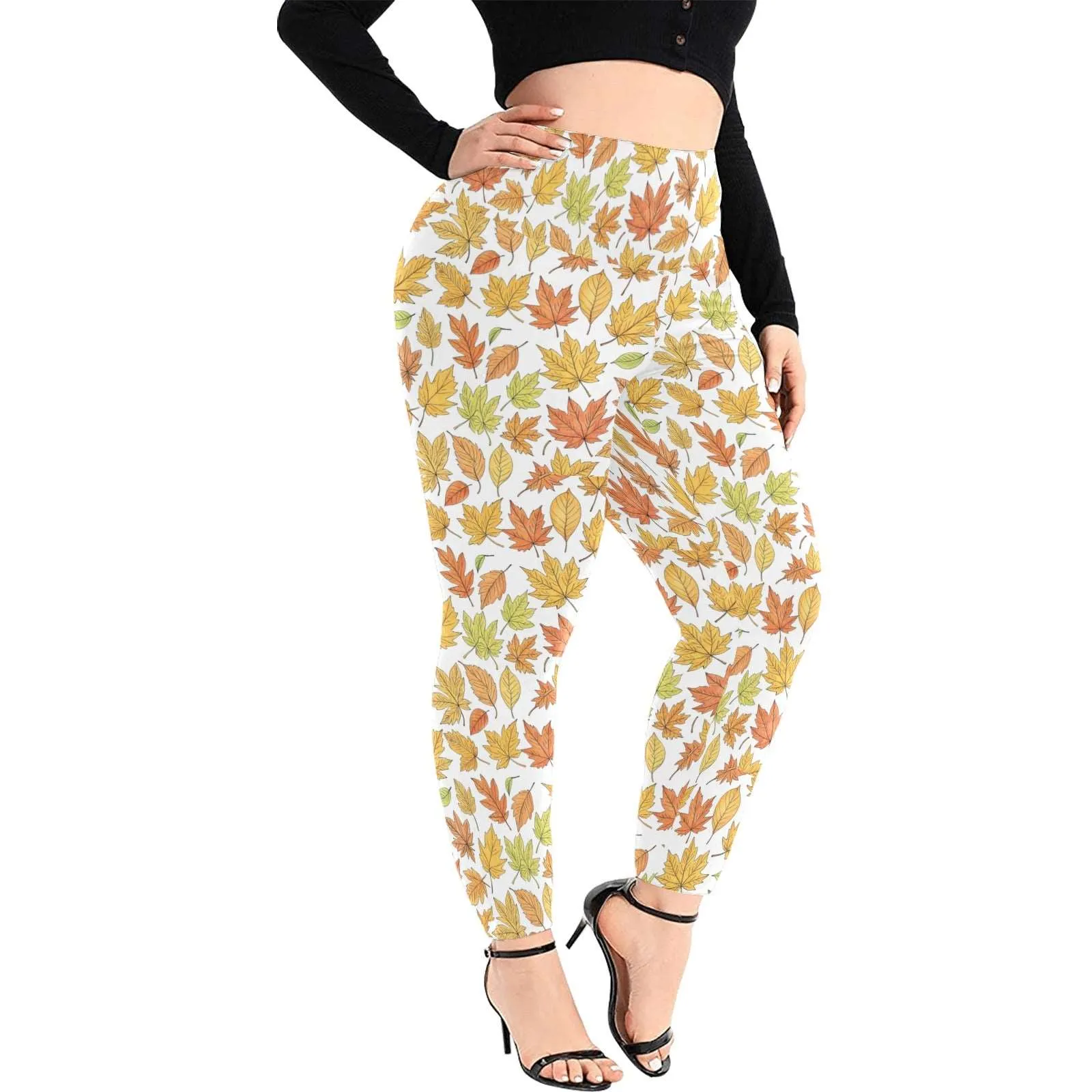 Autumn Women's Plus Size High Waited Leggings Women's High Waist Leggings(Plus Size)(ModelL45)