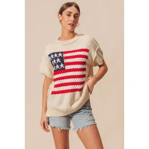 Braided American Flag Sweater Tee