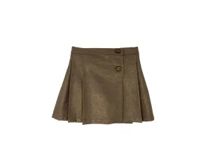 Bronze Woven Pleated Back Skirt