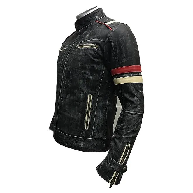 Cafe Racer Vintage Motorcycle Distressed Leather Jacket