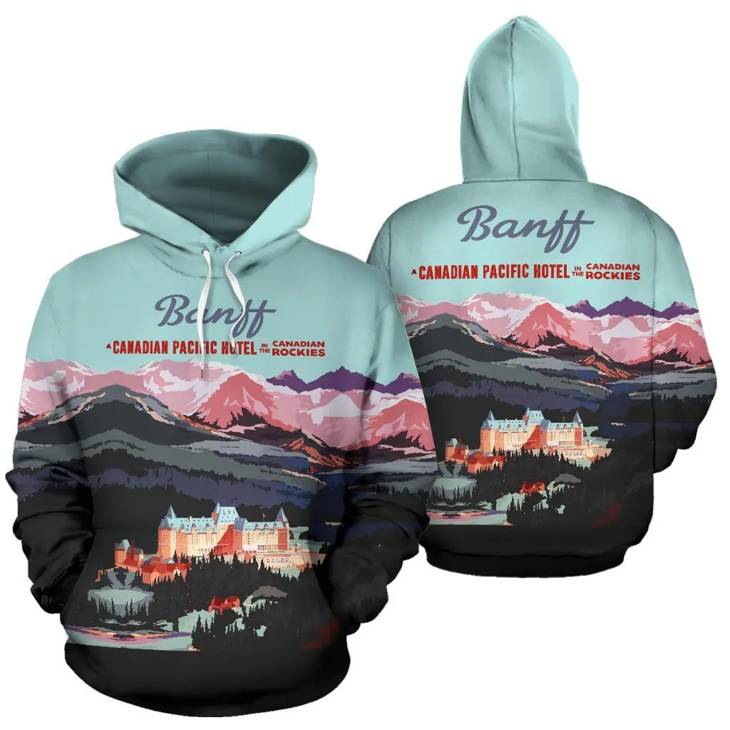 Canadian Pacific Hotel in Lake Louise All Over Print Hoodie - BN15