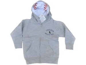 Chicago White Sox SAAG Toddler Light Gray BW Logo Zip Up Hoodie Jacket