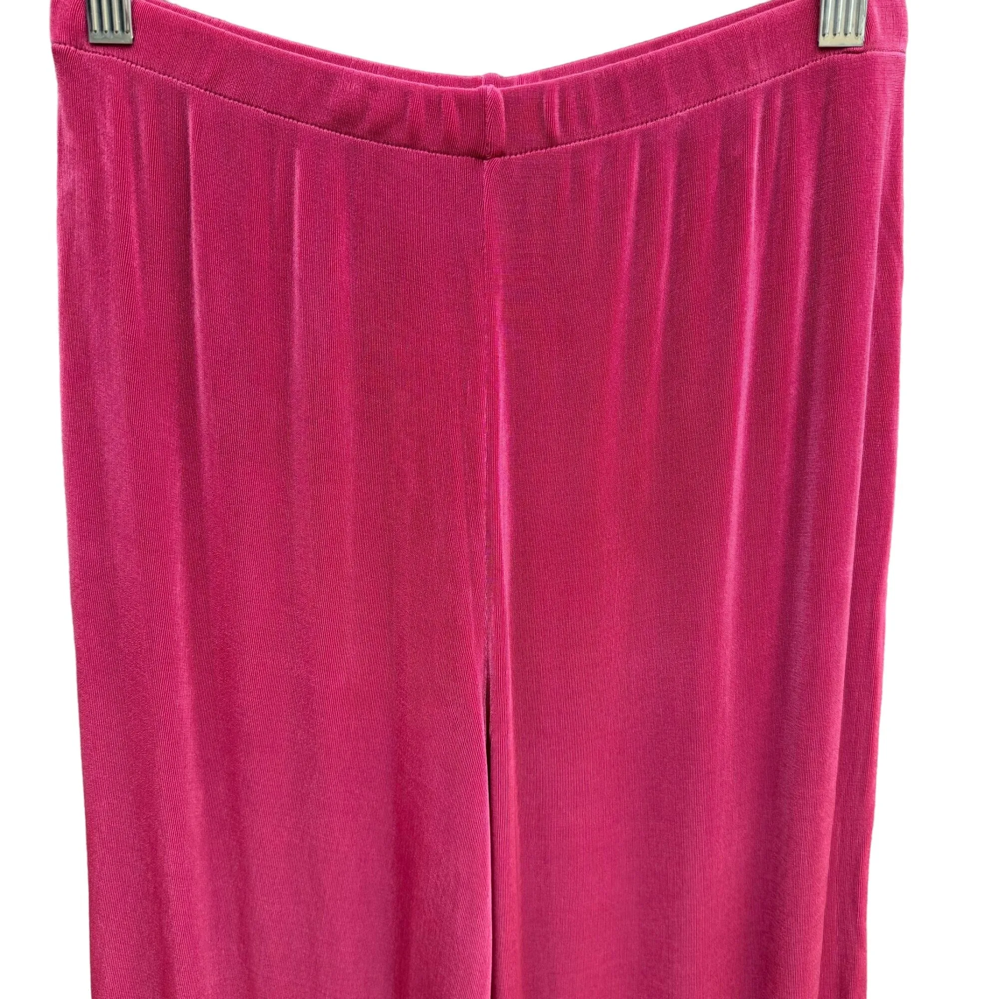 Citiknits Petite Womens Hot Pink Elastic Waist Stretch Slinky Dress Travel Pants