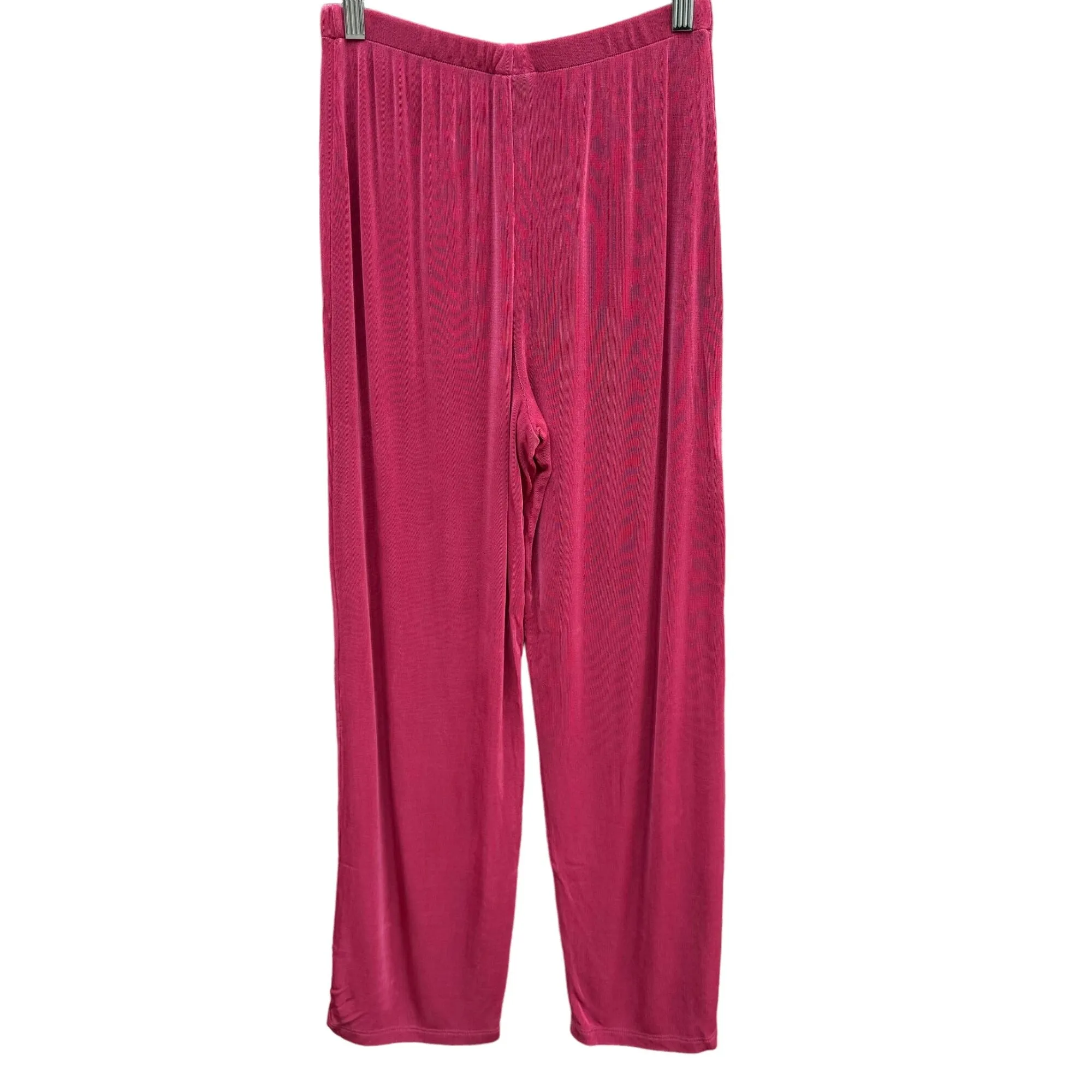 Citiknits Petite Womens Hot Pink Elastic Waist Stretch Slinky Dress Travel Pants