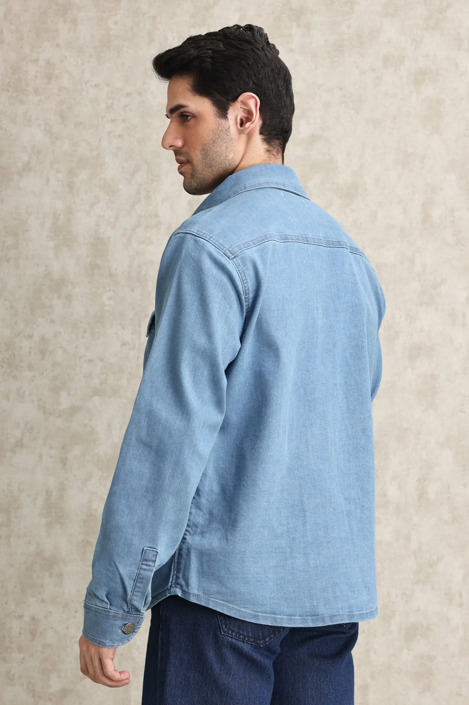 CLASSIC DENIM SHIRT JACKET-MID-BLUE