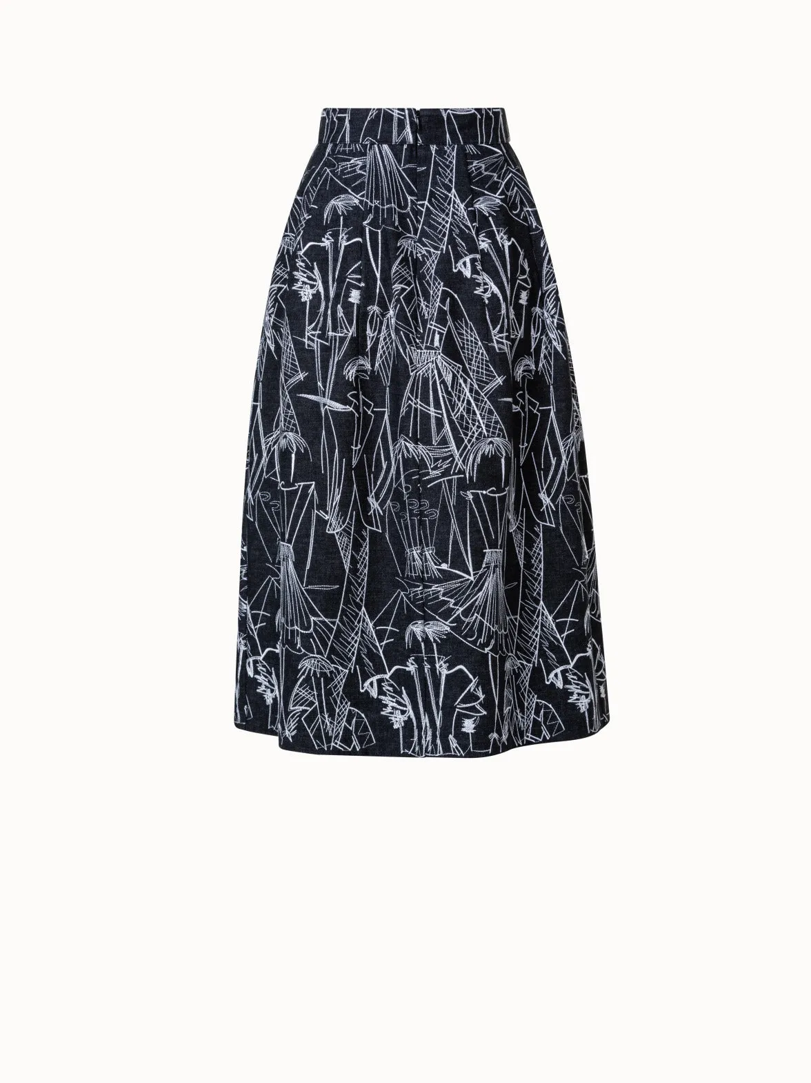 Denim Skirt with Croquis Embroidery