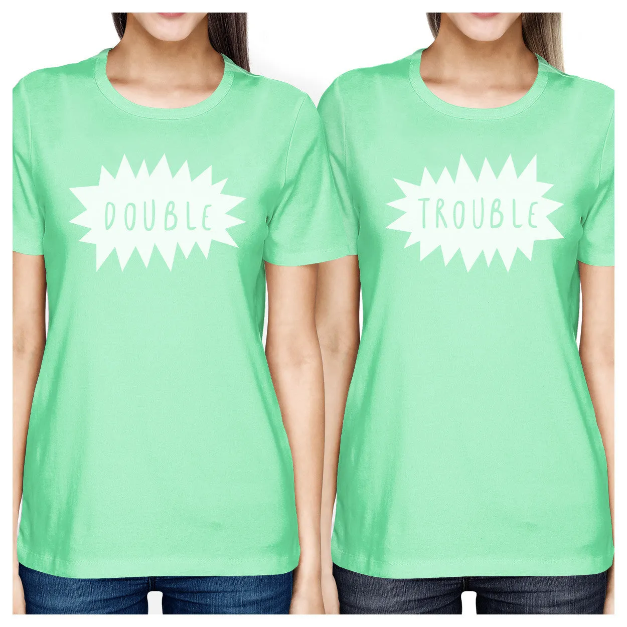 Double Trouble BFF Matching Mint Shirts