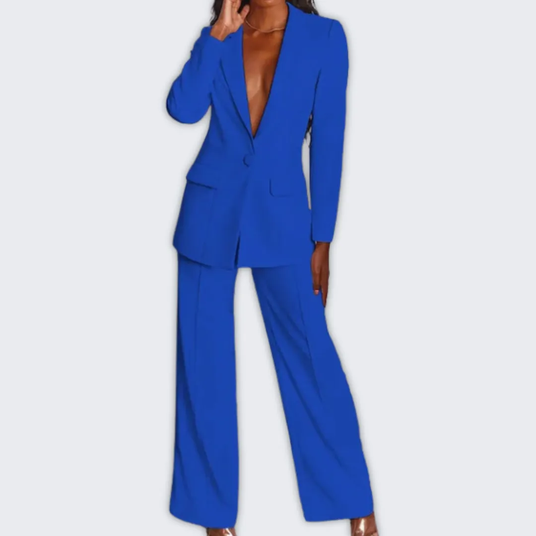 Elegant Women's Blazer & Wide-Leg Pants Set for Fall Fashion