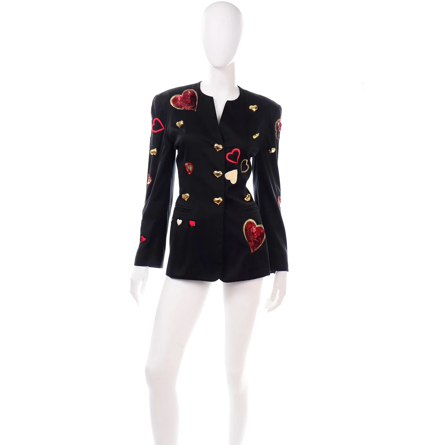 Escada Vintage Hearts Blazer Jacket W Sequins by Margaretha Ley