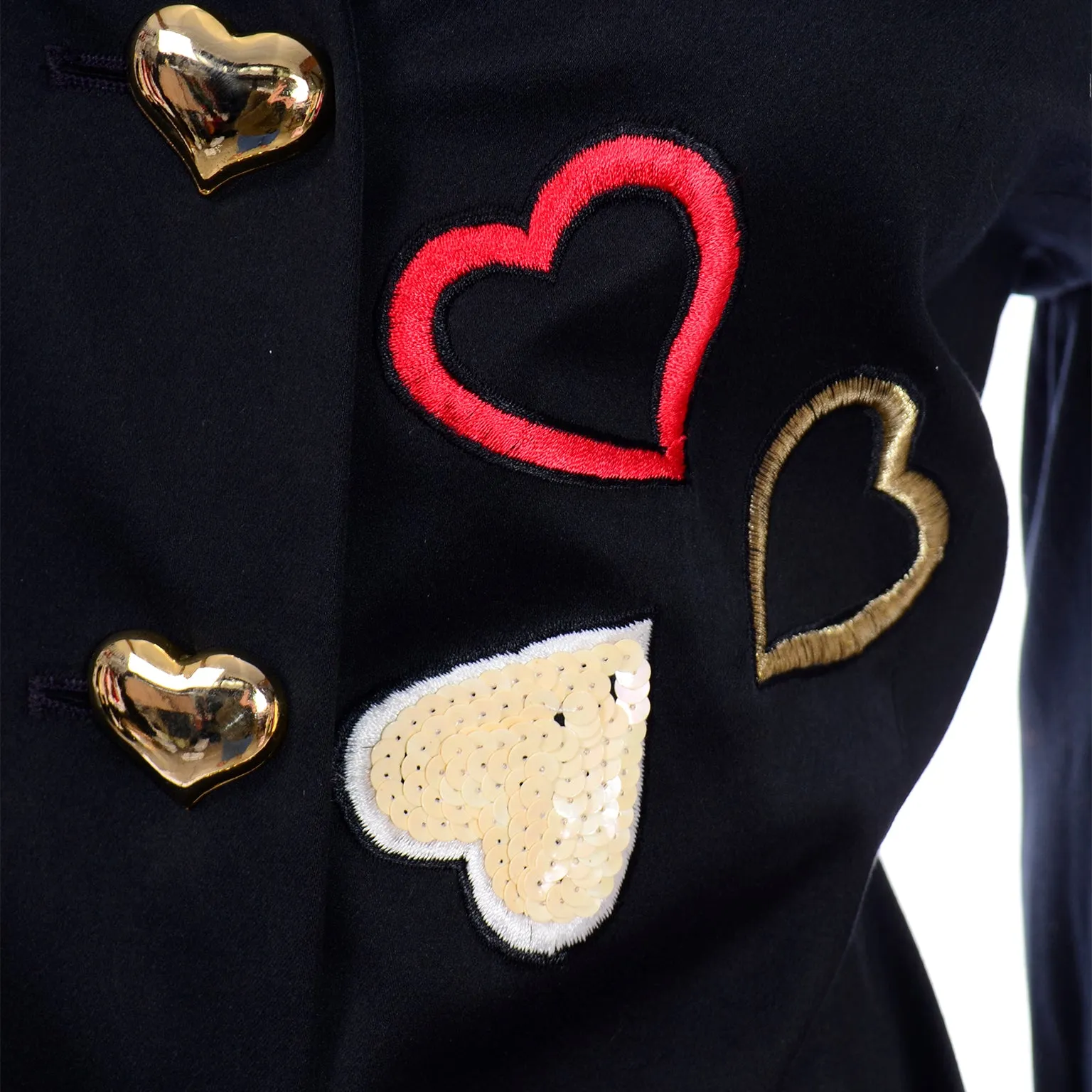 Escada Vintage Hearts Blazer Jacket W Sequins by Margaretha Ley