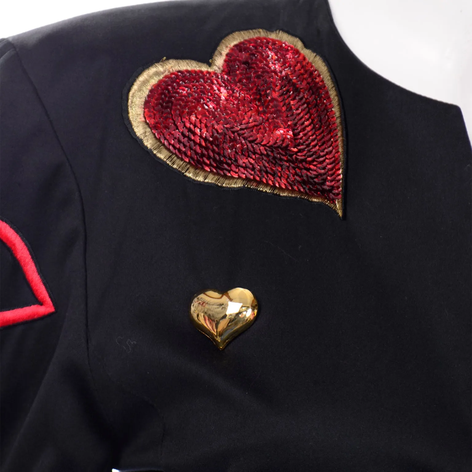 Escada Vintage Hearts Blazer Jacket W Sequins by Margaretha Ley