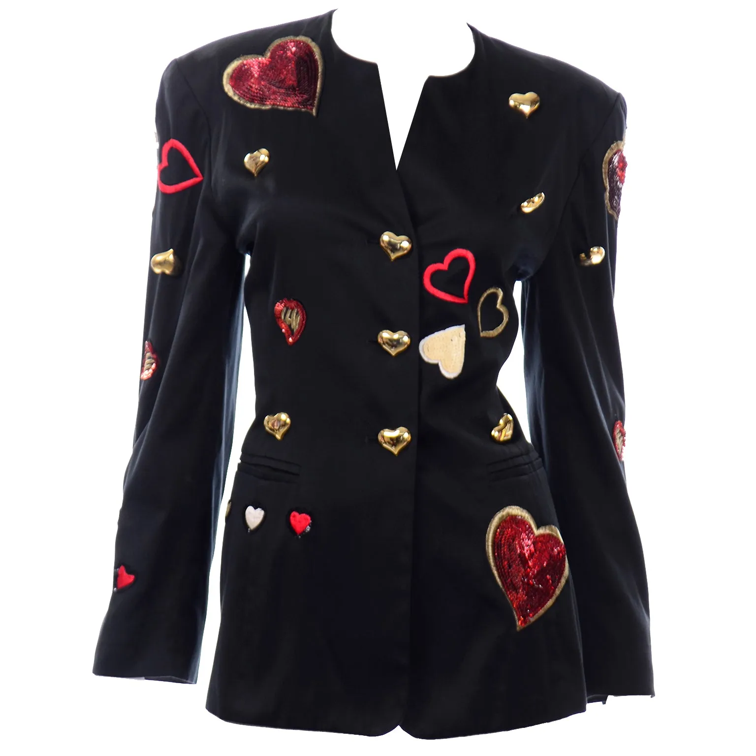 Escada Vintage Hearts Blazer Jacket W Sequins by Margaretha Ley