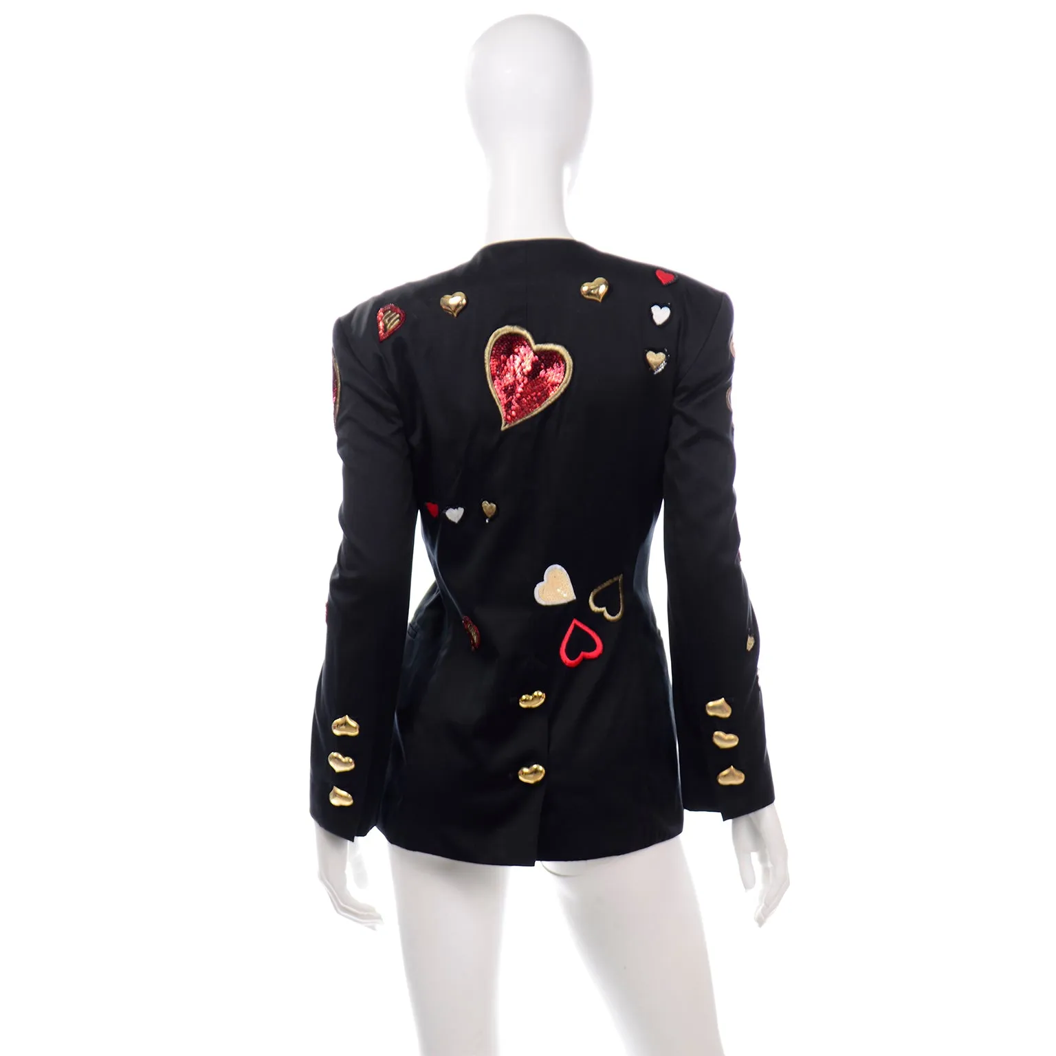 Escada Vintage Hearts Blazer Jacket W Sequins by Margaretha Ley