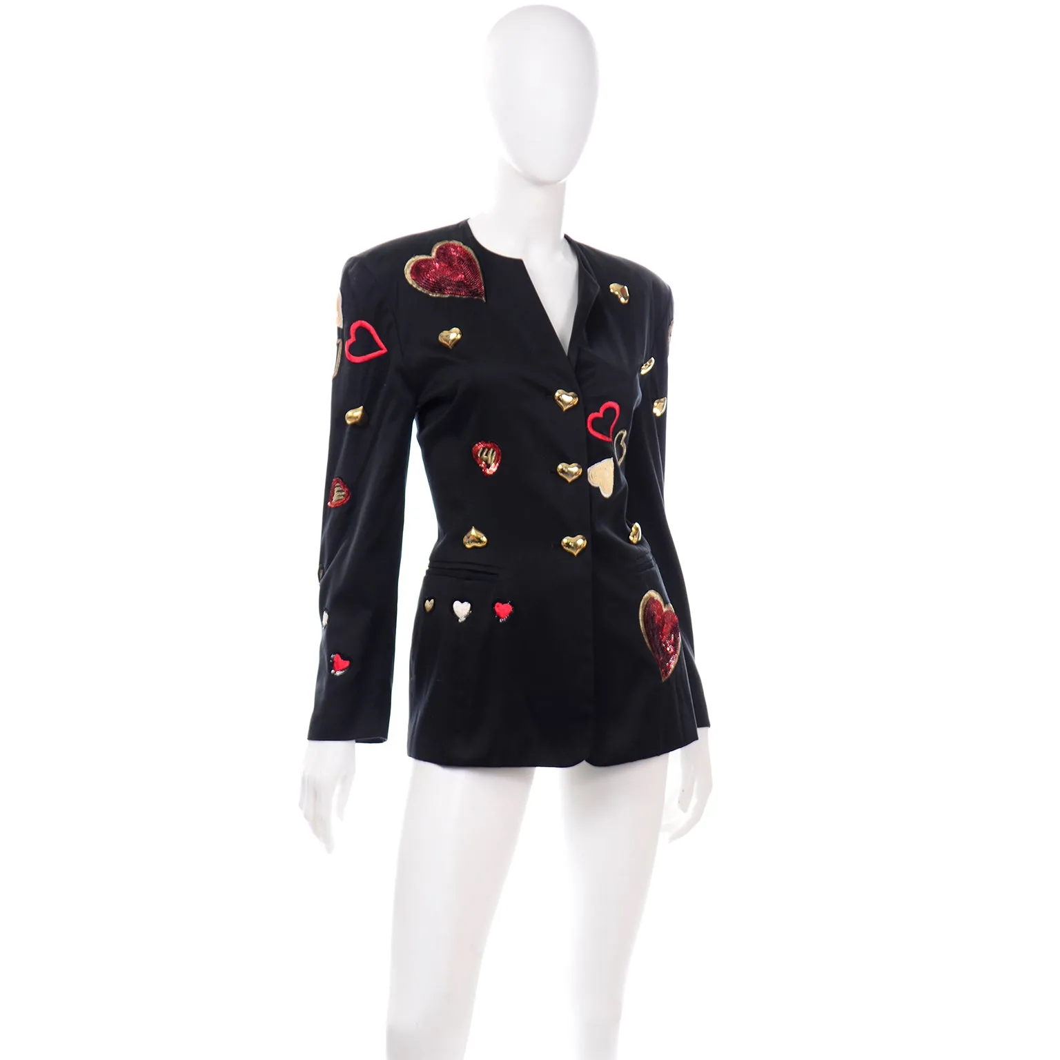 Escada Vintage Hearts Blazer Jacket W Sequins by Margaretha Ley