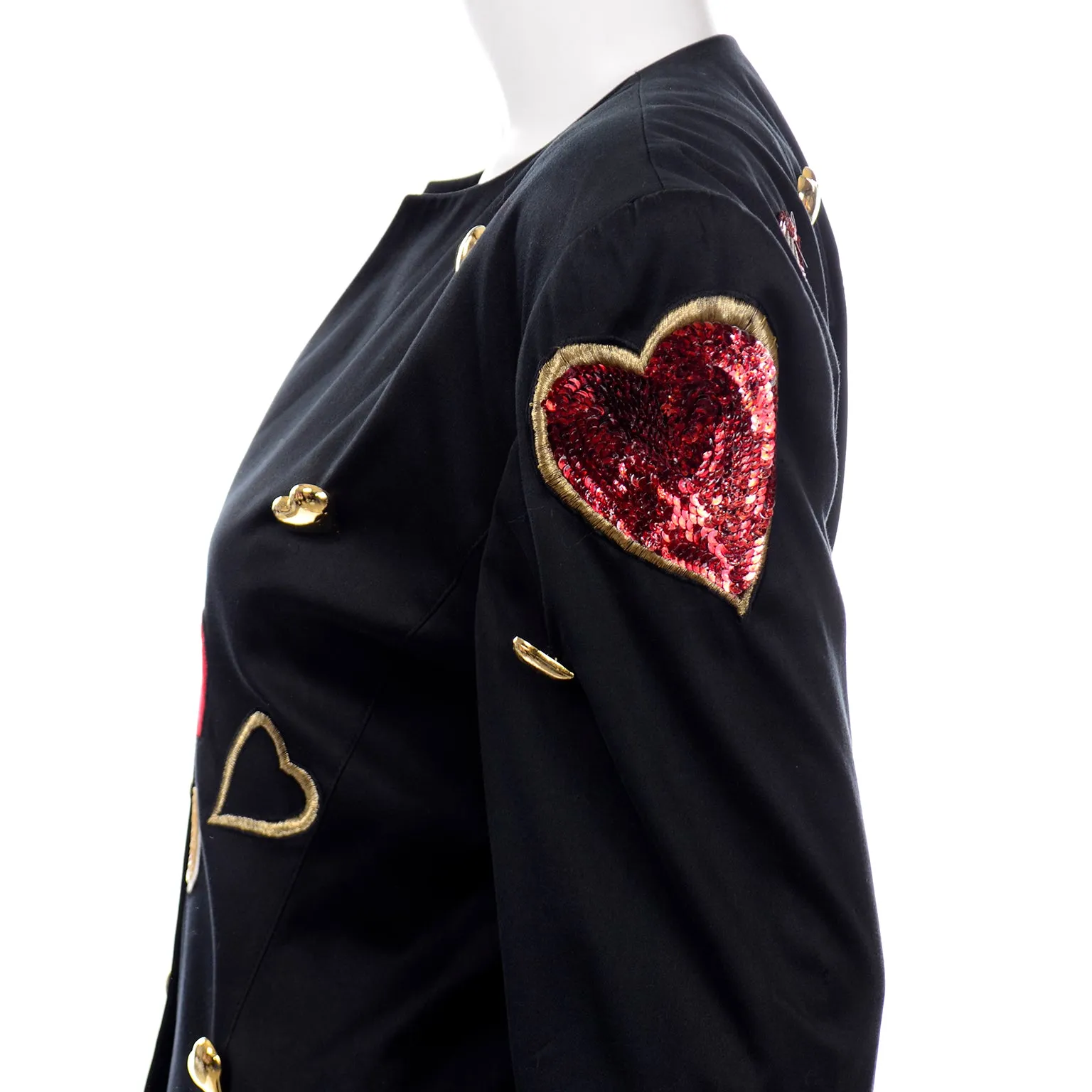 Escada Vintage Hearts Blazer Jacket W Sequins by Margaretha Ley