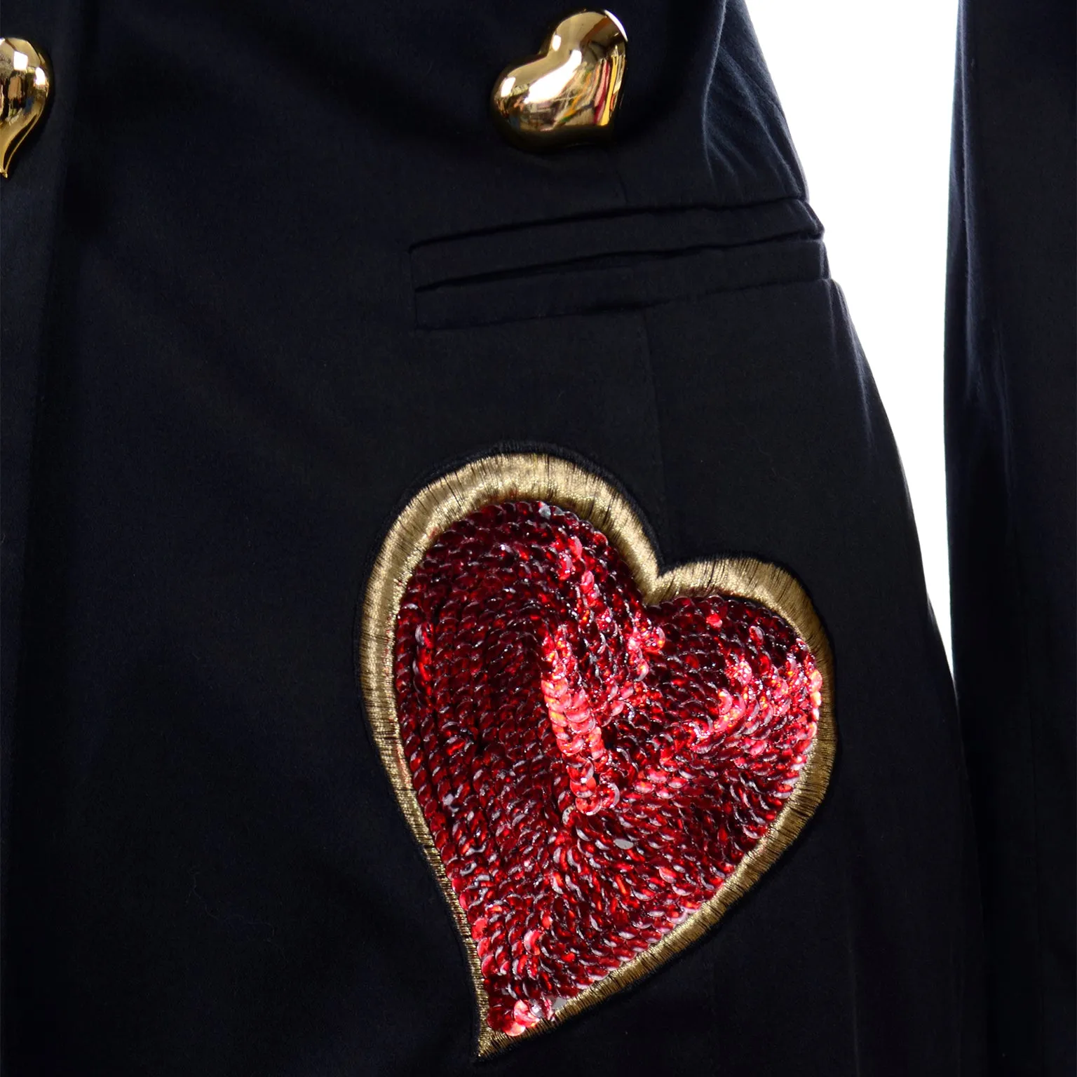 Escada Vintage Hearts Blazer Jacket W Sequins by Margaretha Ley