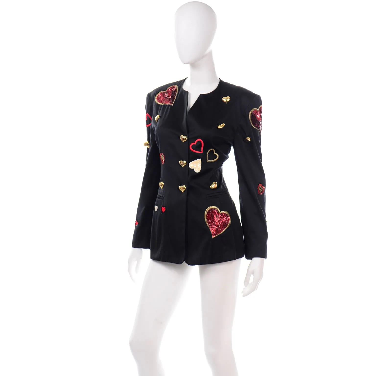 Escada Vintage Hearts Blazer Jacket W Sequins by Margaretha Ley