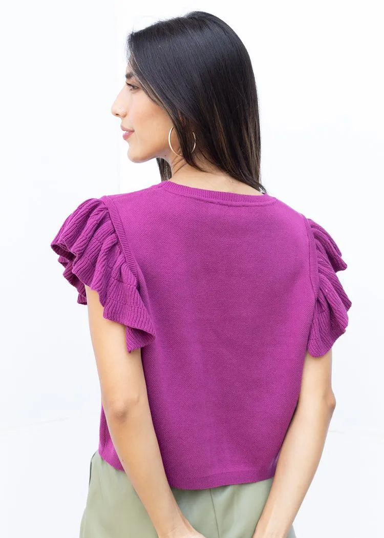 Faye Cheetah Top-Plum ***FINAL SALE***