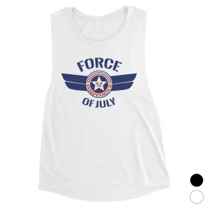 Force Of July Women Racerback Workout Muscle Tee 4th Of July Outfit