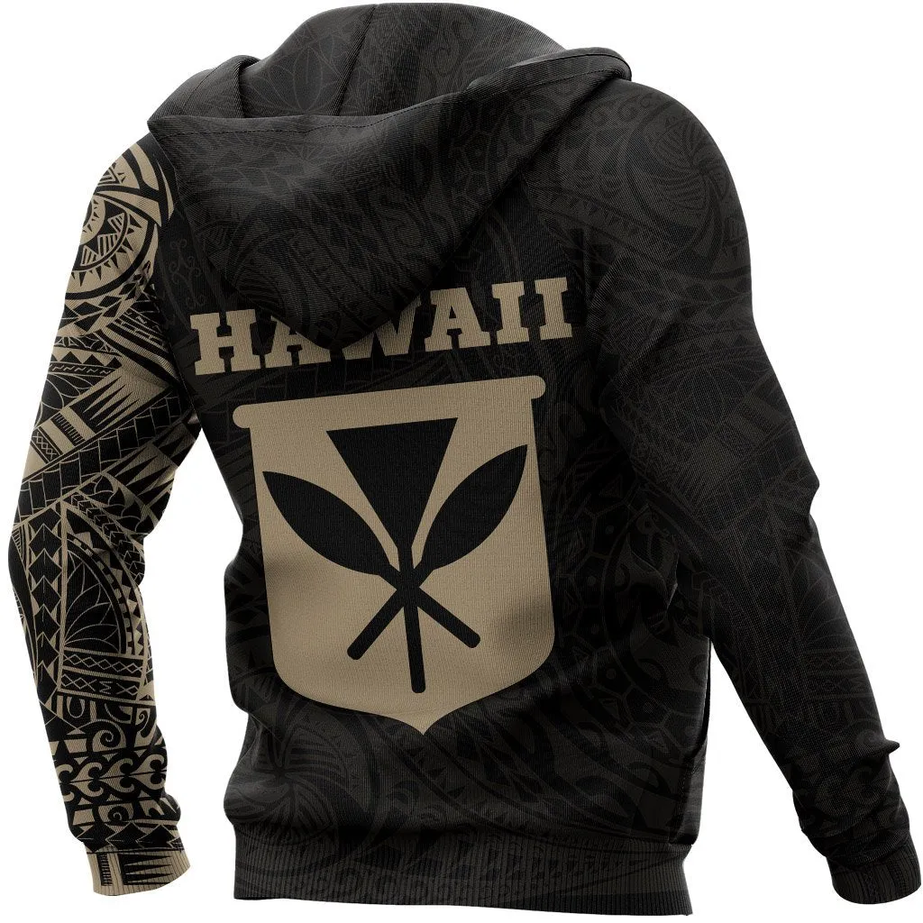 Hawaii Kanaka Maoli Flag Hoodie, Native Hawaiian Flag Tribal Black Pullover Hoodie A7