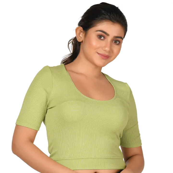 Hosiery Blouse - Deep Round Neck - Plus Size