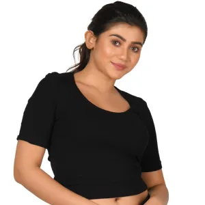 Hosiery Blouse - Deep Round Neck - Plus Size