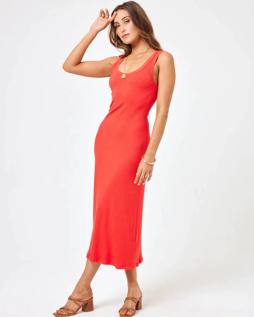 JENNA Midi Dress in Carnation