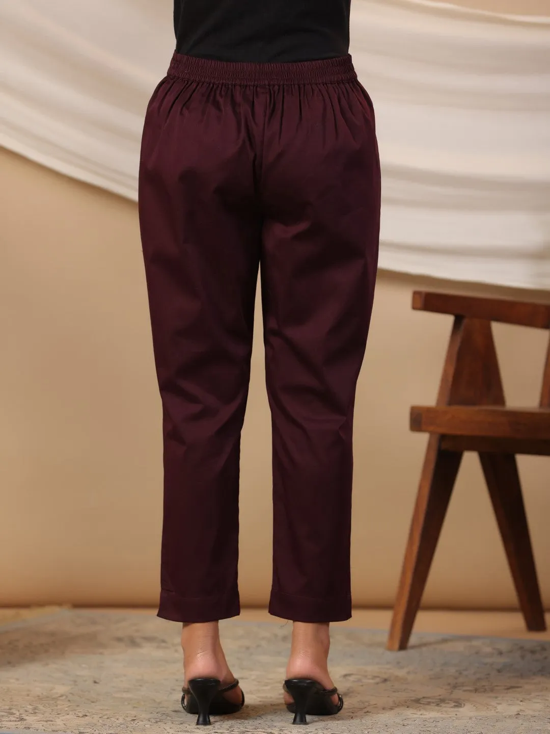 Juniper Plum Solid Lycra Women Drawstring Pants With Single Side Pocket