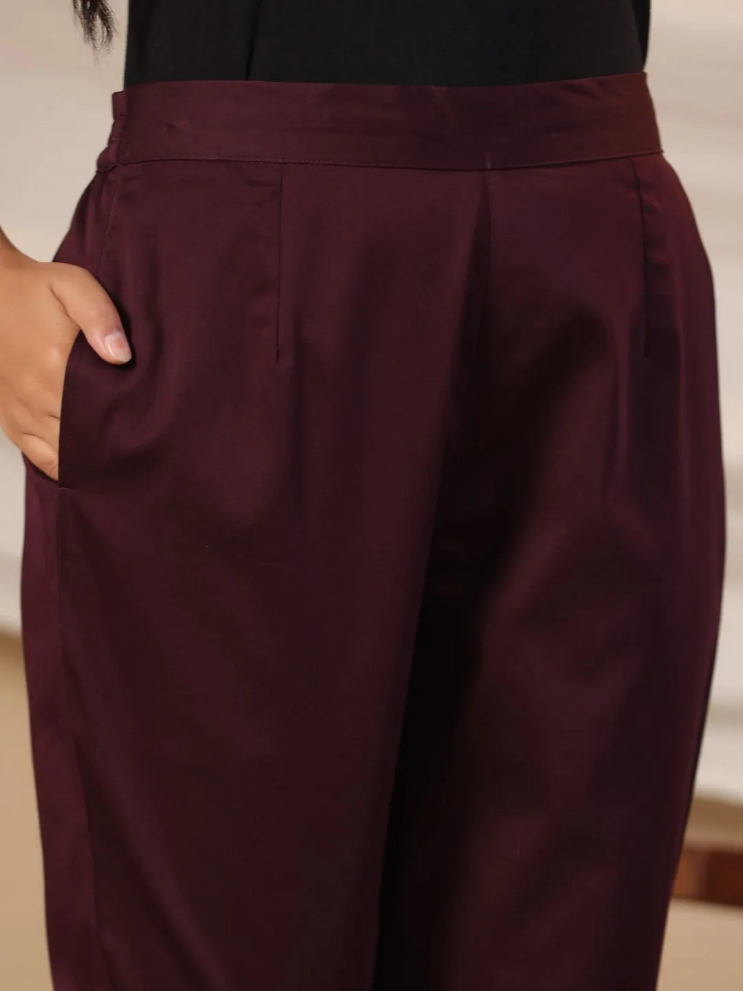 Juniper Plum Solid Lycra Women Drawstring Pants With Single Side Pocket