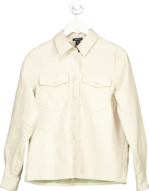 Karen Millen Cream Faux Leather Pocket Detail Shirt UK 6