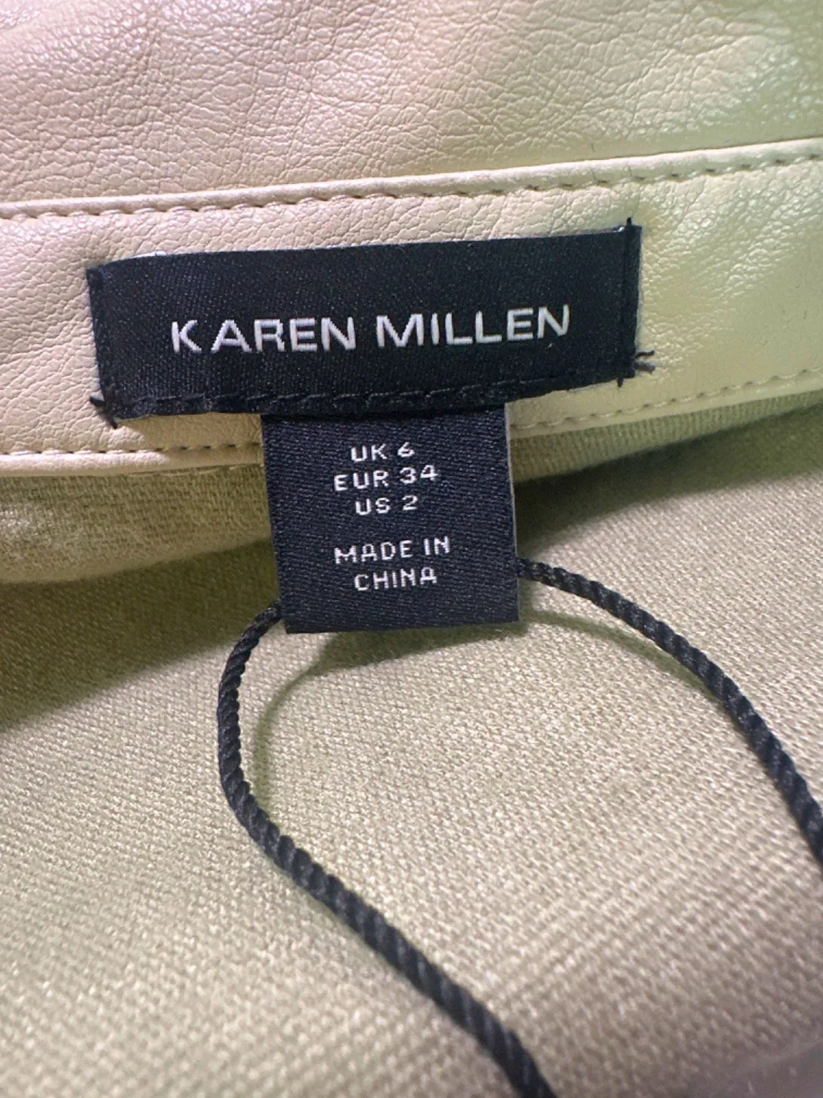 Karen Millen Cream Faux Leather Pocket Detail Shirt UK 6