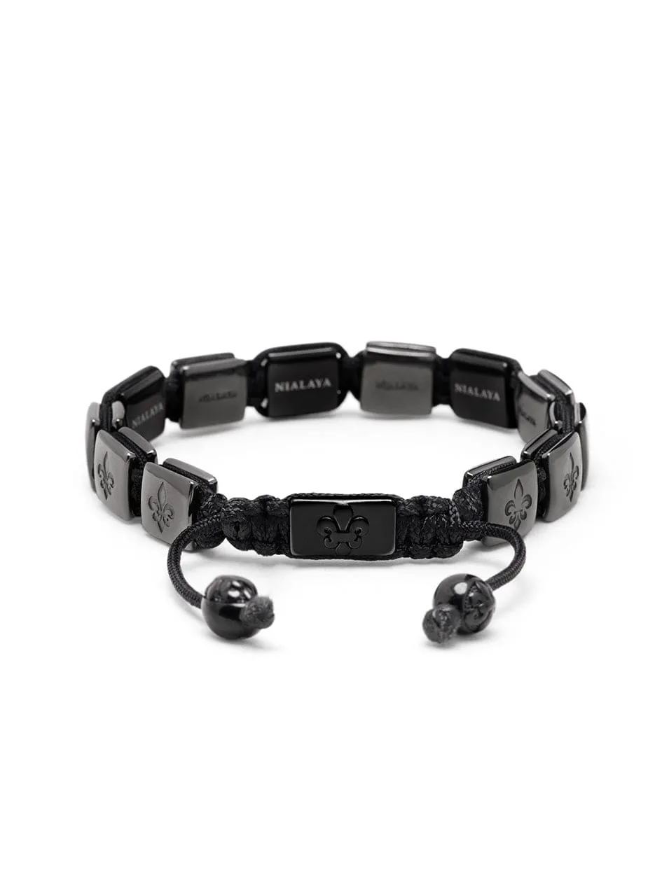 Men's Ceramic Flatbead Bracelet in Black