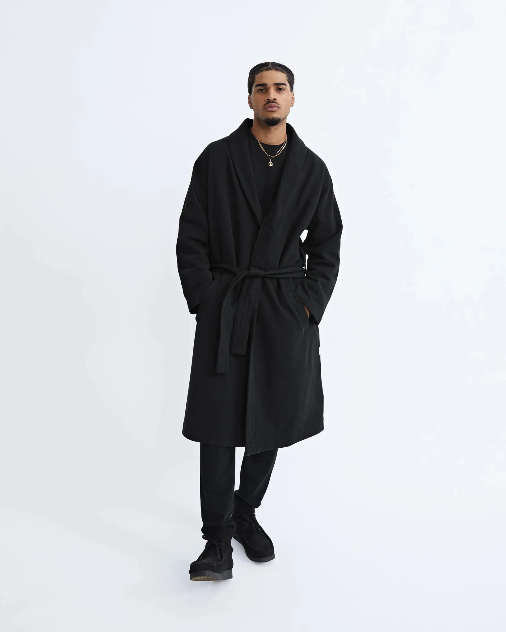 Mid Wt Terry Shawl Collar Robe Black