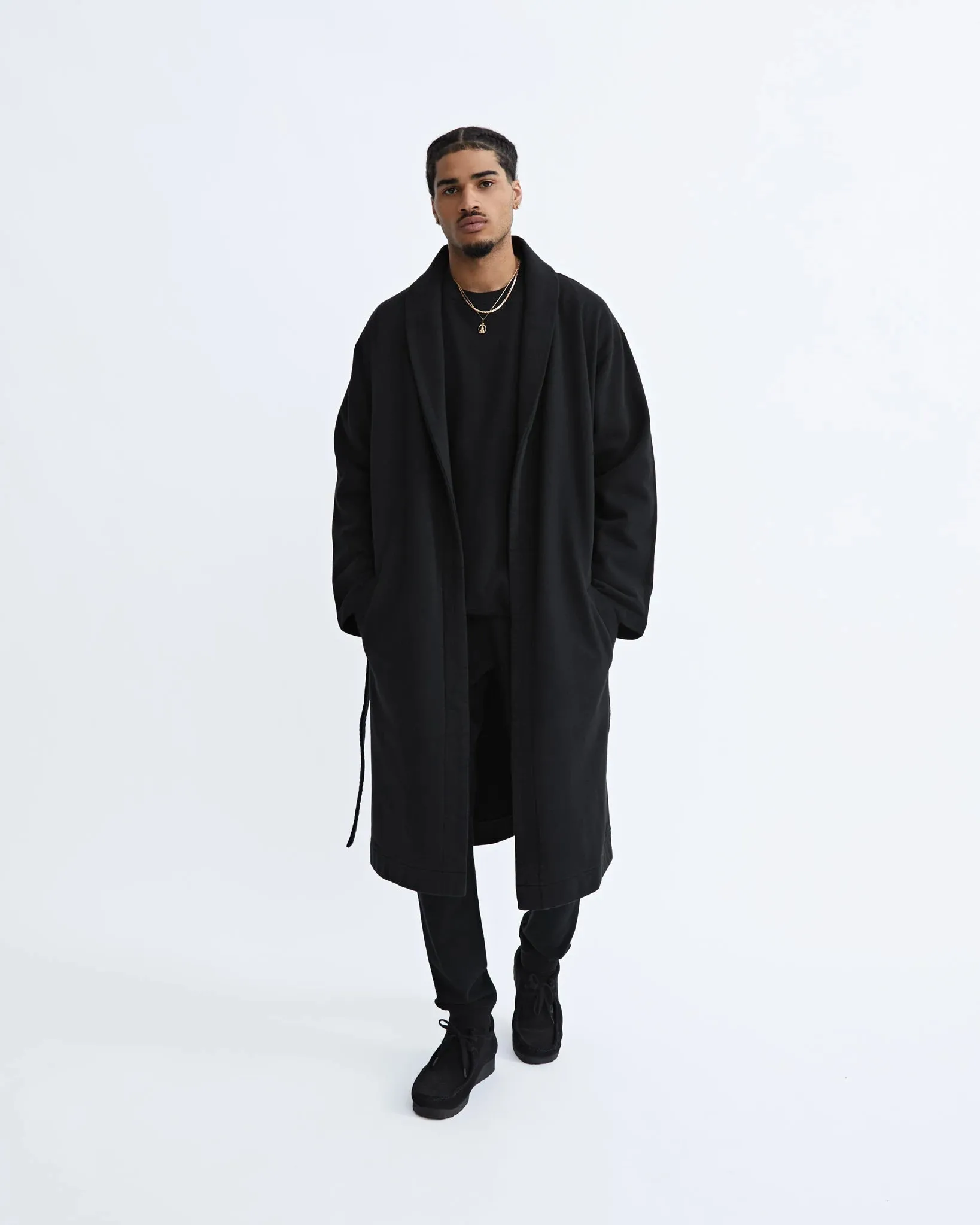 Mid Wt Terry Shawl Collar Robe Black