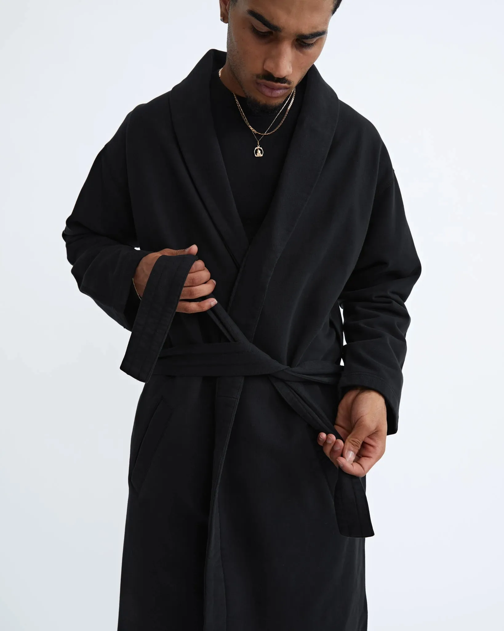 Mid Wt Terry Shawl Collar Robe Black