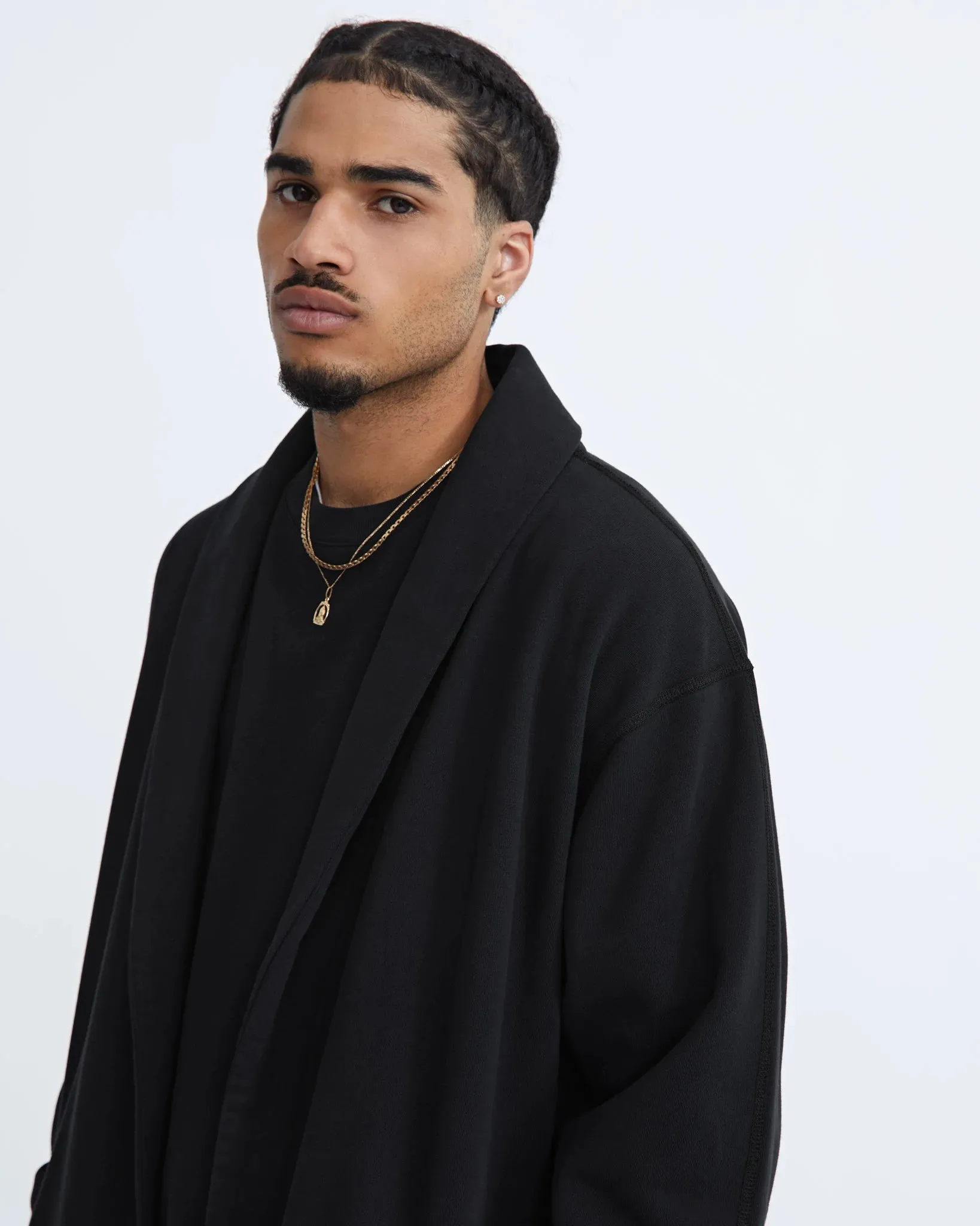 Mid Wt Terry Shawl Collar Robe Black