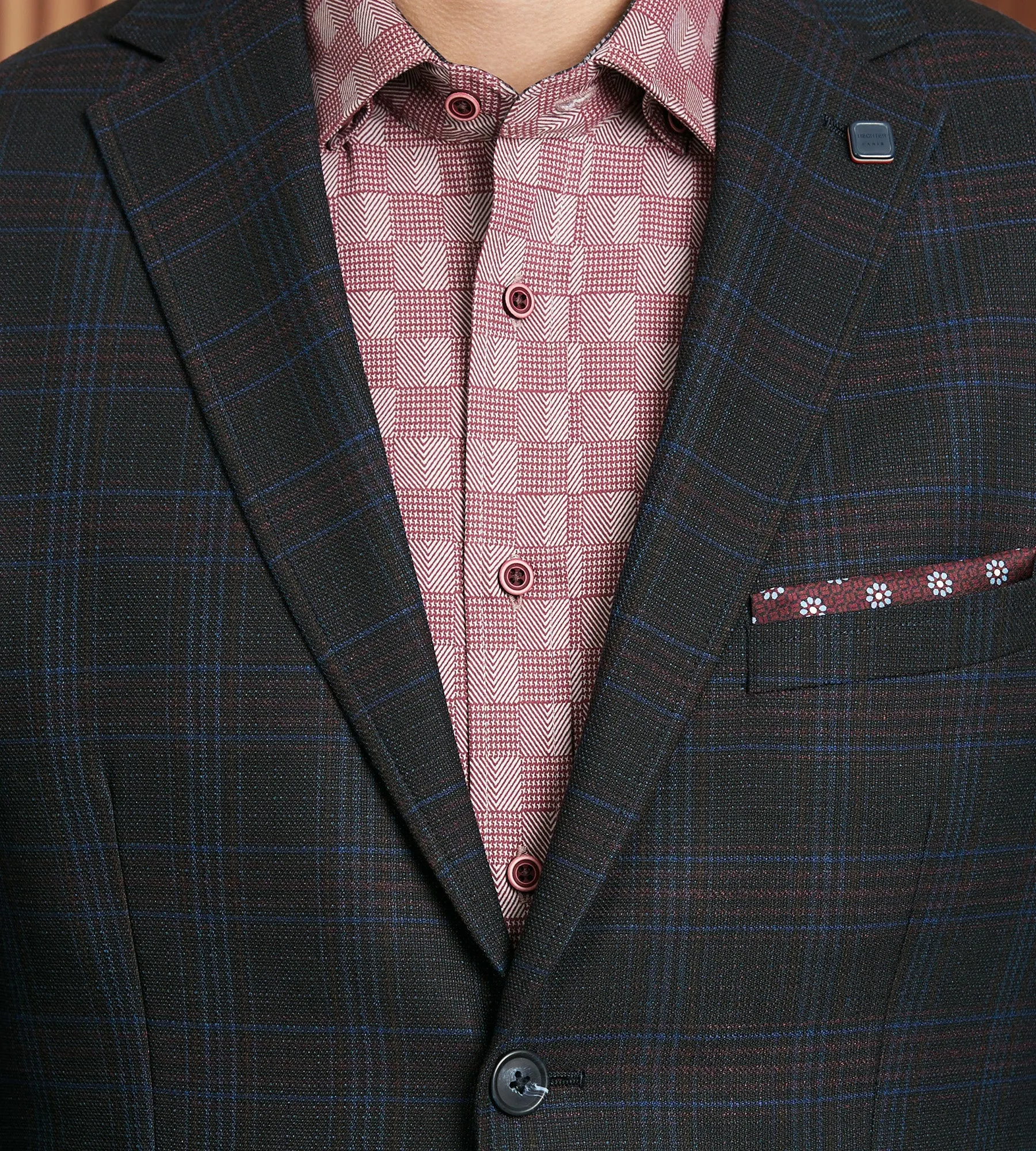 Modern Fit Woven Windowpane Sport Jacket