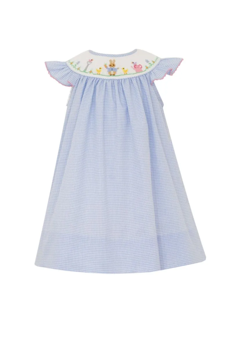 Peter Rabbit Angel Wing Bishop Dress- Blue Gingham